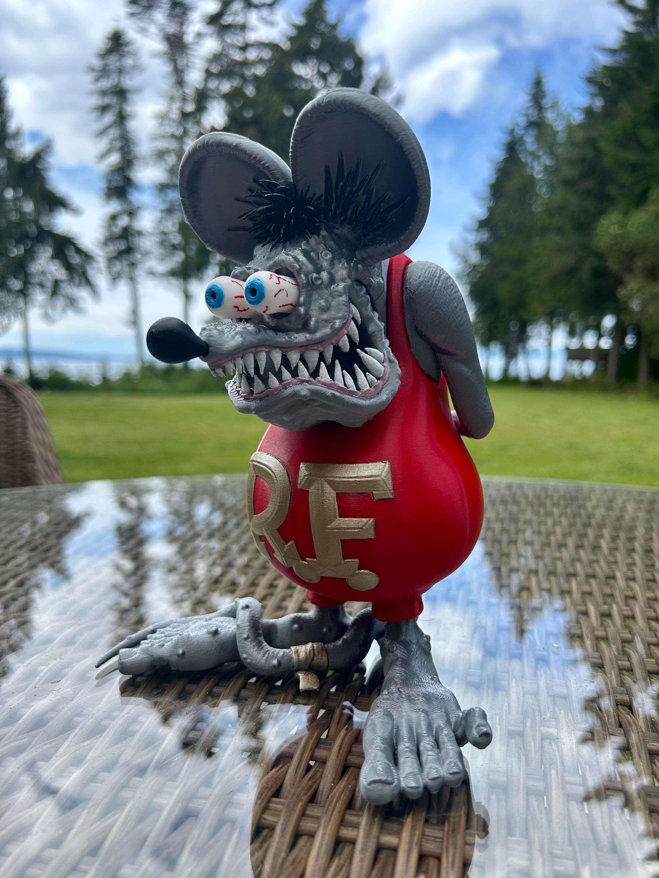 Rat Fink Figurine - Rat Fink Collectible - Silver Rat Fink - Ed