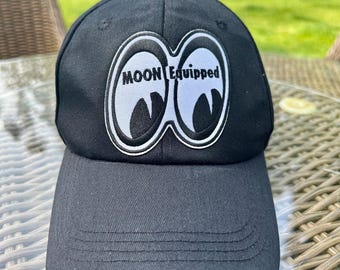 Mooneyes Baseball cap, Mooneyes embroidered crest baseball hat, Mooneyes design cap, Mooneyes hat, Hot Rod collectible baseball cap