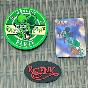 Rat Fink Sammler Magnete (3) Rat Fink 3D Magnet - Vintage Rat Fink Magnete - Big Daddy Ed Roth Magnet Set - Drei Rat Fink Magnete -
