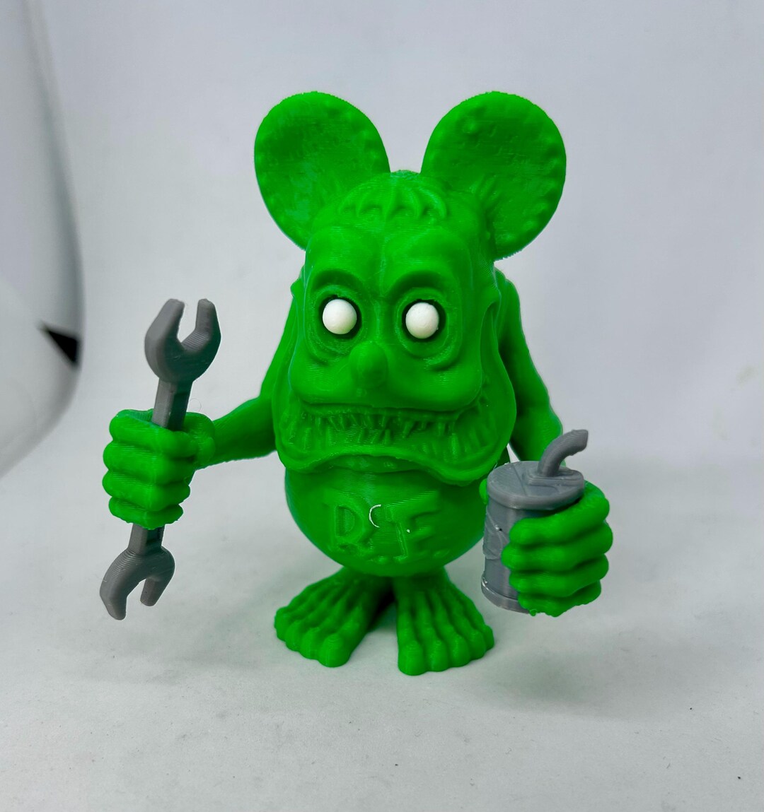 Rat Fink Figurine, Big Daddy Ed Roth Paintable Rat Fink Toy, Hot