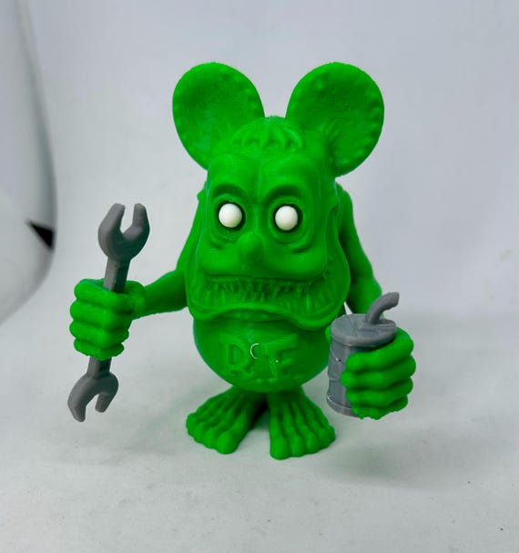 Rat Fink Figurine, Big Daddy Ed Roth Paintable Rat Fink Toy, Hot