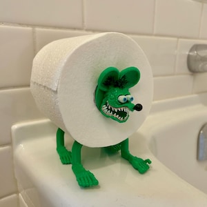 Rat Fink toilet paper holder, cute stackable Rat Fink man cave paper roll holder - Collectible Rat Fink TP roll holder