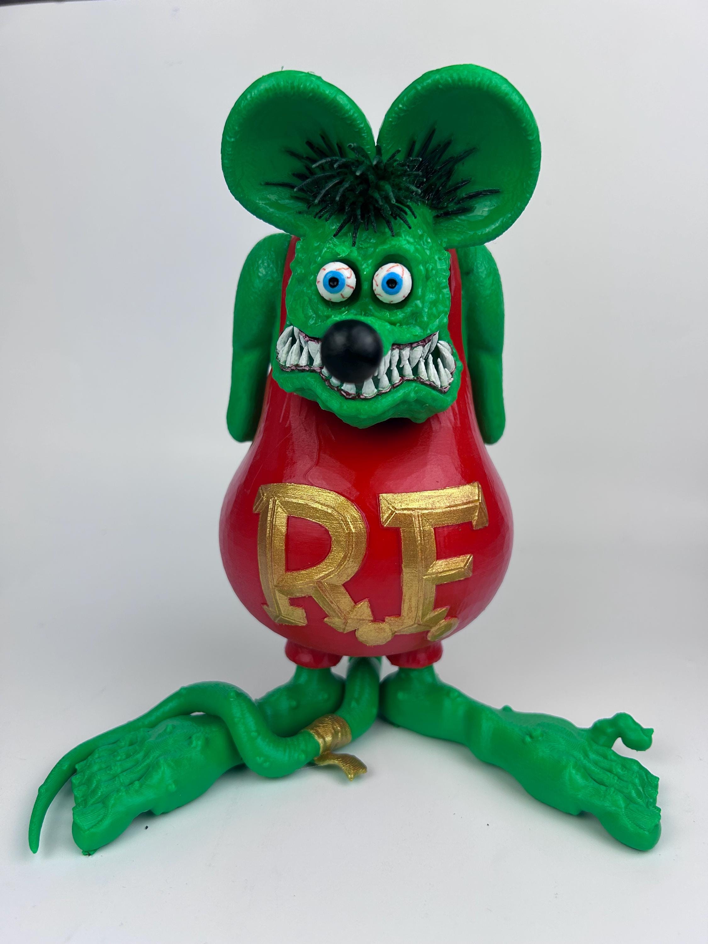 Rat Fink Figurine, Large Hand Painted Rat Fink Collectible, Ed