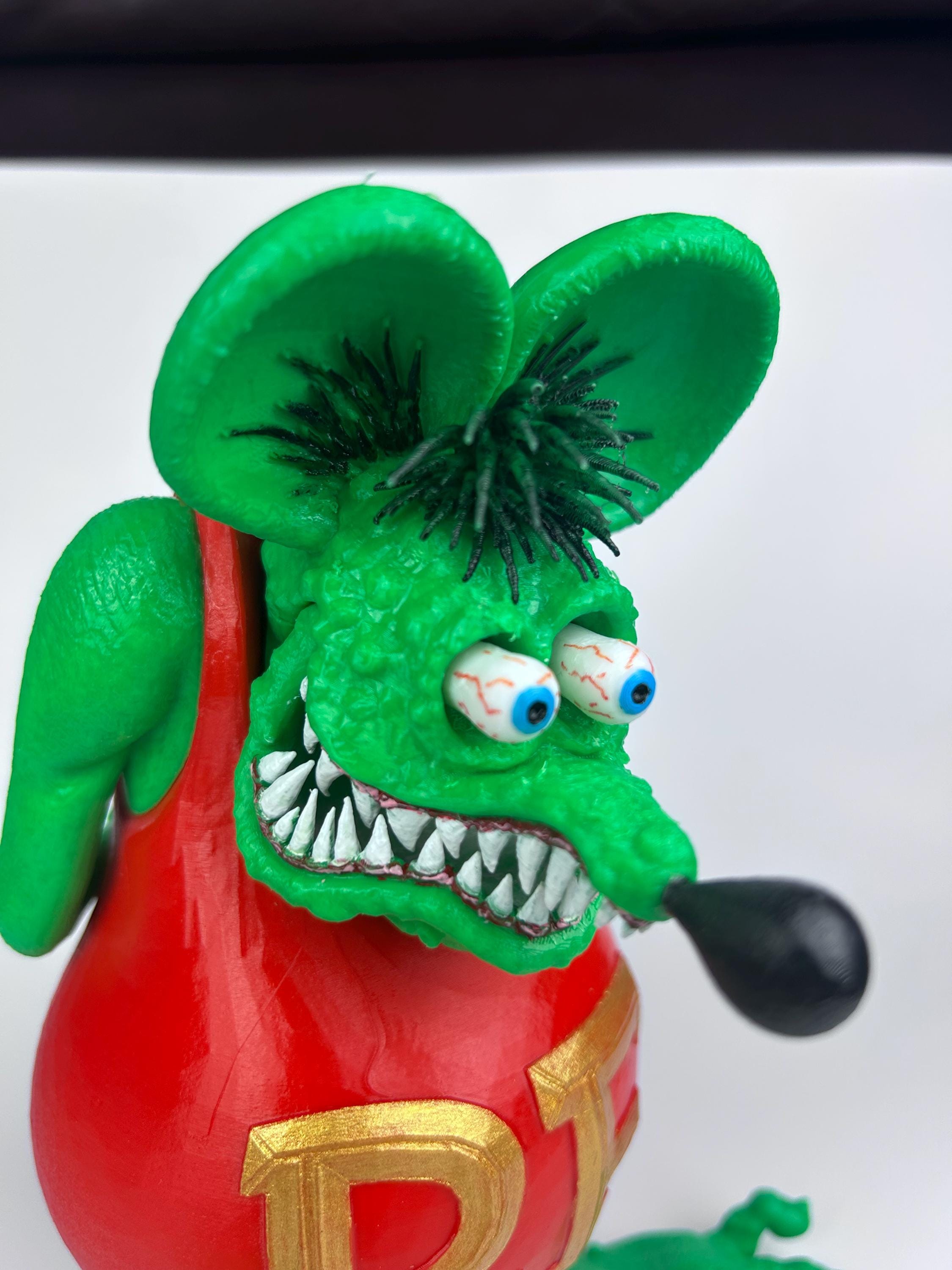 Rat Fink Figurine, Large Hand Painted Rat Fink Collectible, Ed