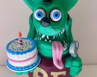 Rat Fink Birthday figure - Happy Birthday RAT FINK collectible - one of a kind Ed Roth style Rat Fink - Big Daddy style Rat Fink collectors
