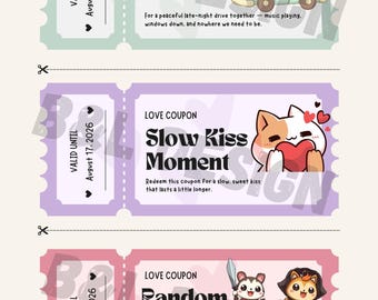 Printbaar PDF-boekje met liefdesbonnen – Romantische date-avondbonnen – Cadeau voor vriend/vriendin – Leuke kawaii liefdesvouchers – Valentijnscadeau