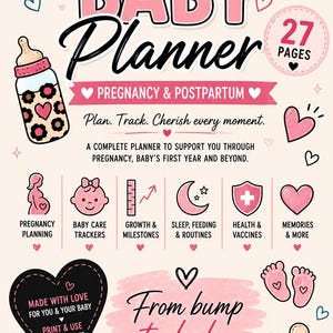 Pregnancy and Postpartum Planner | 27-Page Leopard Print Bundle | Gestational Diabetes, Baby Tracker, Birth Plan & Newborn Care | Printable