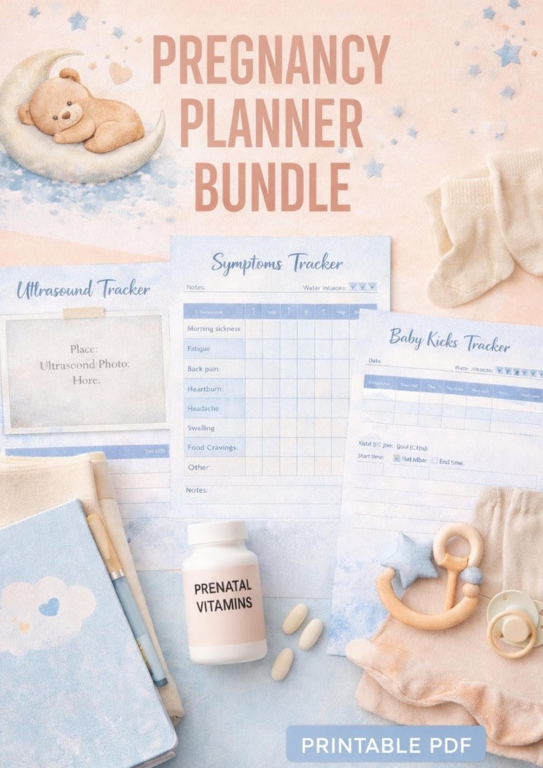 Pregnancy Planner Bundle Printable PDF | Hospital Bag Checklist + Birth ...