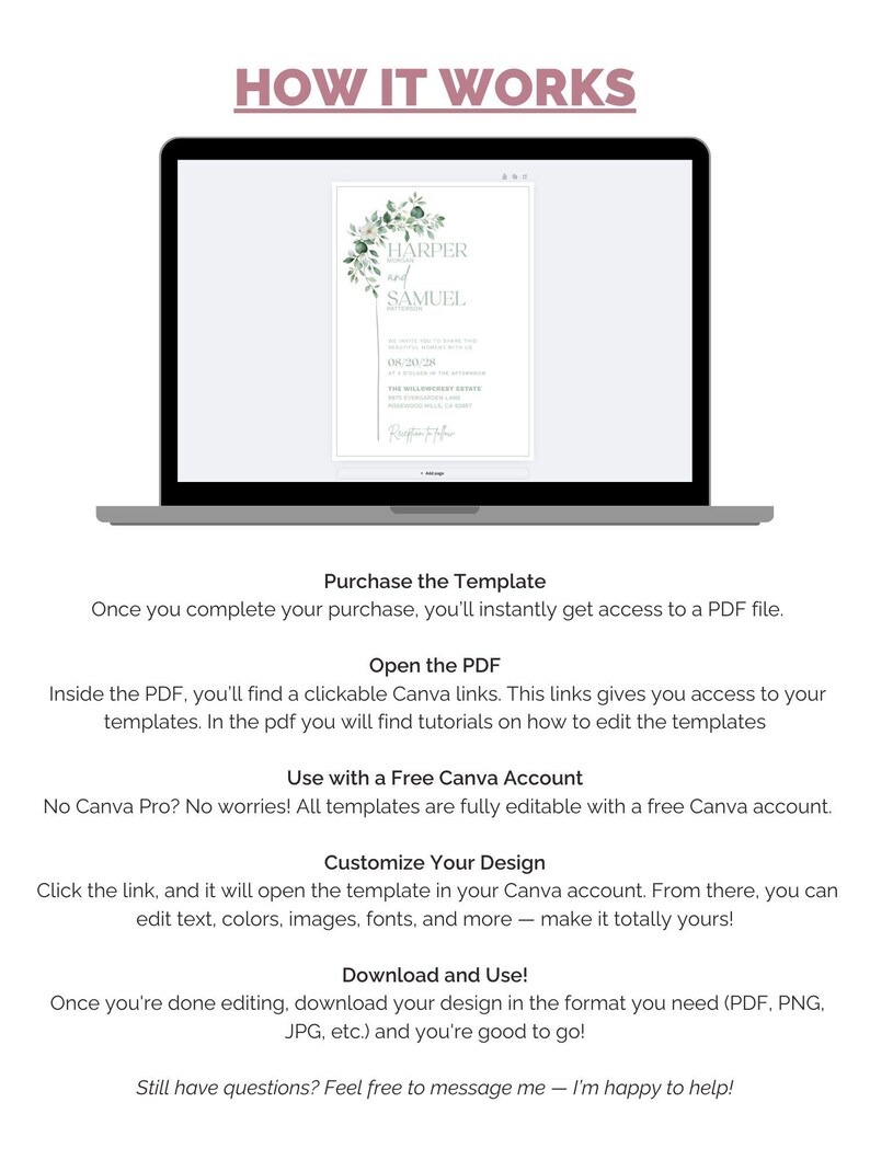 Sage Green Wedding Invitation Bundle, Greenery Garden Wedding Invitation Digital, Elegant Botanical Wedding, Editable Canva image 8