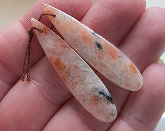 Boucles d'oreilles assorties percées Sunstone, perles de pierre semi-précieuses 24t23