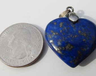 Lapis Lazuli pendentif en pierre en forme de coeur bouffi 3D argent balle 21T11