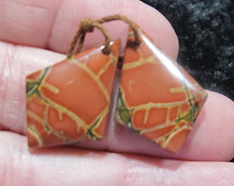 Red Creek Jasper drilled matching earring cabs beads semiprecious stone 24t20
