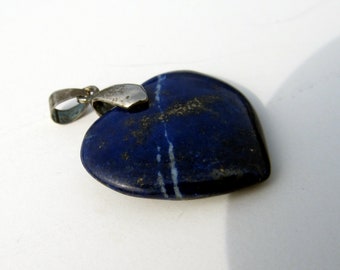 Lapis Lazuli heart shape stone pendant puffed 3D  silver bale 21T13