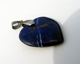 Lapis Lazuli pendentif en pierre en forme de coeur bouffé 3D balle d’argent 21T13