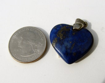 Lapis Lazuli pendentif en pierre en forme de coeur bouffé 3D balle d’argent 21T12