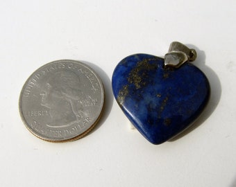 Lapis Lazuli heart shape stone pendant puffed 3D  silver bale 21T12