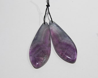 Fluorite multi color teardrop drilled stones (pair) earring jewelry supply  23t64