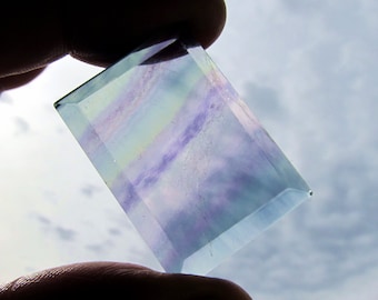 Pierre libre en fluorite arc-en-ciel : fourniture de bijoux taillés en biseau (23 mm x 33 mm) 21T20