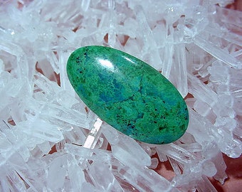 Chrysocolla Stone Cabochon Oval 39mm Vibrant Green Blue 76ct Jewelry Supply Lapidary 16T74