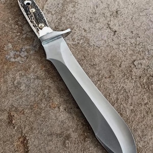 Custom Handmade 1095 High Carbon Steel Hunting Knife: Stag Antler Handle, Puma Style