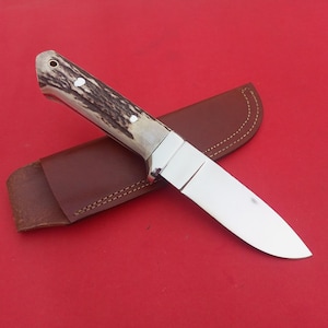 Custom Handmade D2 Steel Hunting Knife, Stag Handle , Custom Outdoor Knife , Full Tang, Survival Bushcraft Knife , Unique Gift.