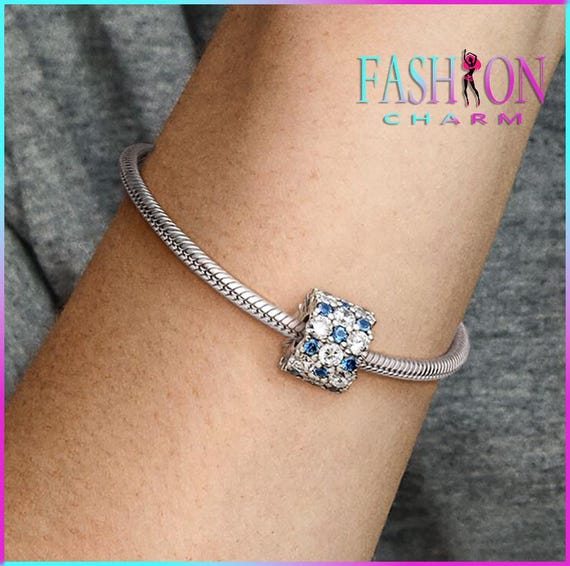 Blue and Clear Sparkle Charm Pandora Silver Jewelry, Bracelet