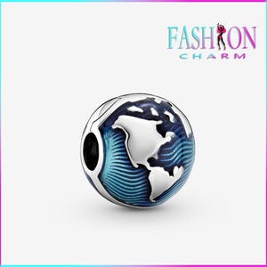 Pandora silver jewelry, bracelet jewelry, girls pendants, girls gifts Blue Globe Clip Charm