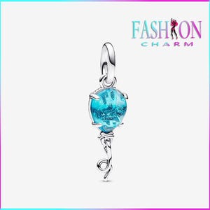 Pandora silver jewelry, bracelet jewelry, girls pendants, girls gifts Blue Murano Glass Balloon Dangle Charm