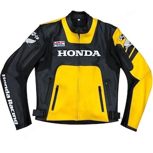 Honda Motorcycle Biker Racing Leather Jacket Men Real Cowhide Leather Jacket Gift for him MOTOGP Customized Racing Leather Jacket for bikers