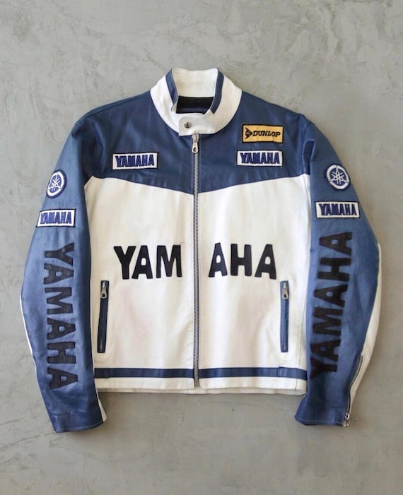 Yamaha Motorcycle Biker Racing Leather Jacket Men Real Cowhide