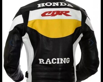 Honda CBR Moto Jacket, Motorbike Riding Jacket, Genuine Cowhide Honda CBR Leather Jacket Motorcycle Outfit Men&#39;s Riding Gear Biker Gift