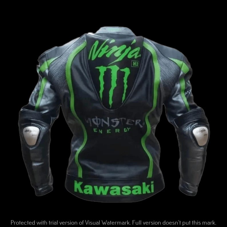 Kawasaki Ninja H2 Monster Biker Racing Leather Jacket Genuine Cowhide ...