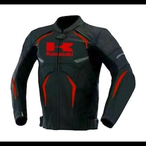 Blouson de moto noir personnalisé pour homme Kawasaki Ninja fait main pour hommes/femmes, vestes de motard de course Blousons en cuir de vachette.