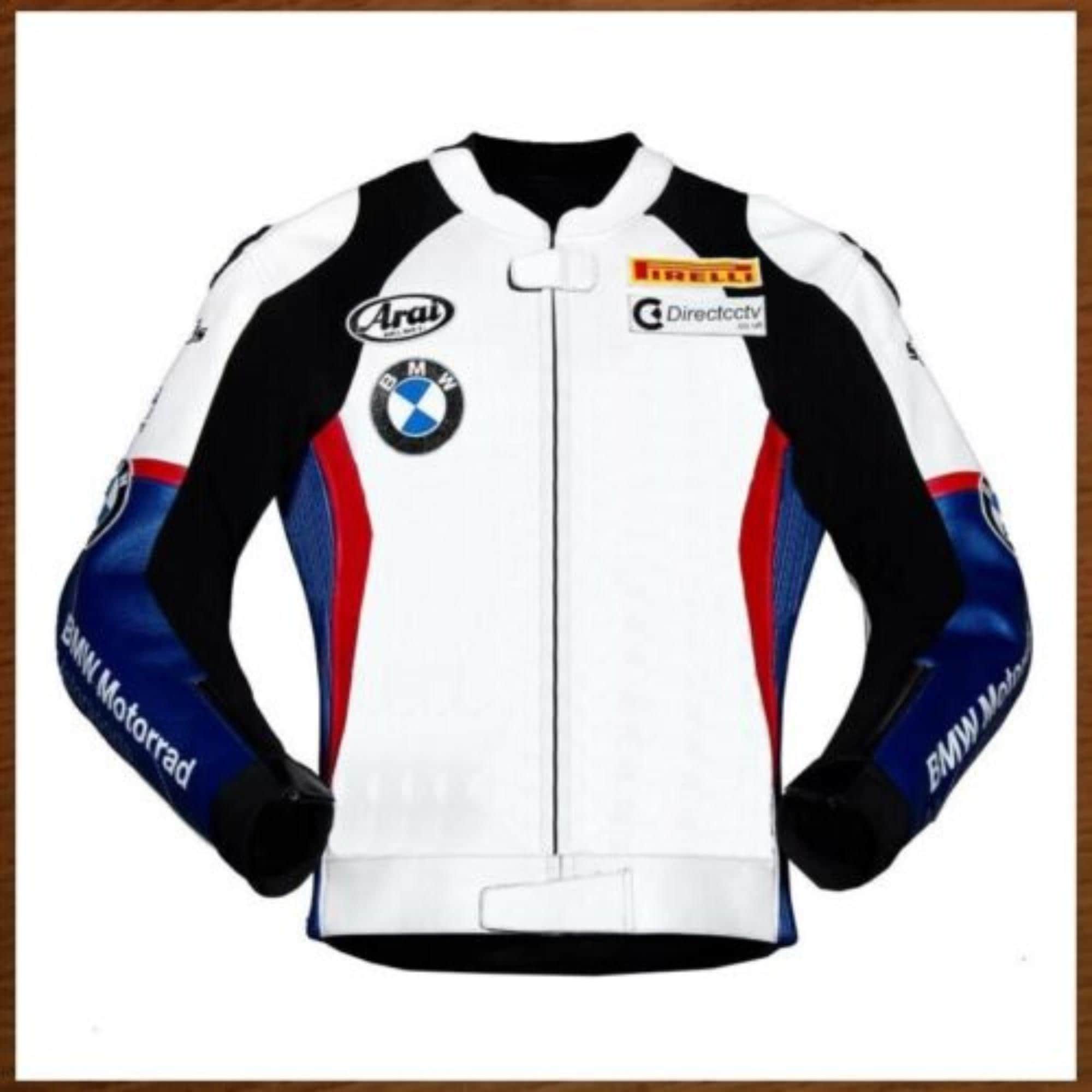 Handmade BMW Motorrad Motorbike Leather Biker Jacket Mens Motorcycle White\Blue Cowhide Leather Racing Jacket Biker Sports Jacket for Riders