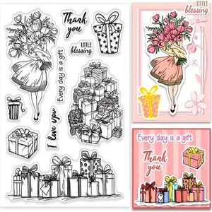 Set of 10 clear birthday/Christmas/Valentine stamps, planners, cards, invitations