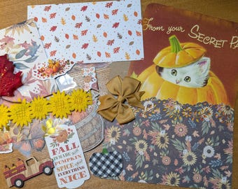 Fall/Thanksgiving stuffed pocket junk journal kit, planners, cards, tags
