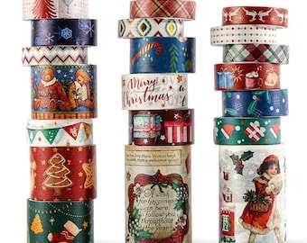 Set of 20 Vintage inspired Christmas washi tape, junk journals, planners