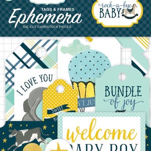Carta Bella Baby boy Tags and Frames die cut pieces