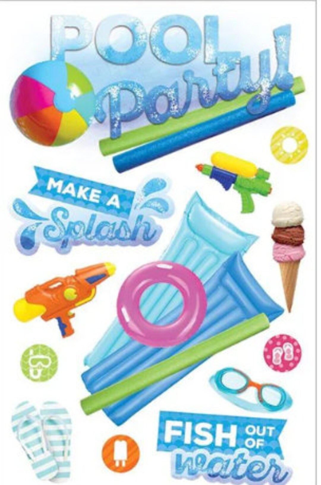 Paper House Pool Party 3~D Stickers - Etsy