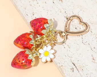 Strawberry and Daisy purse charm