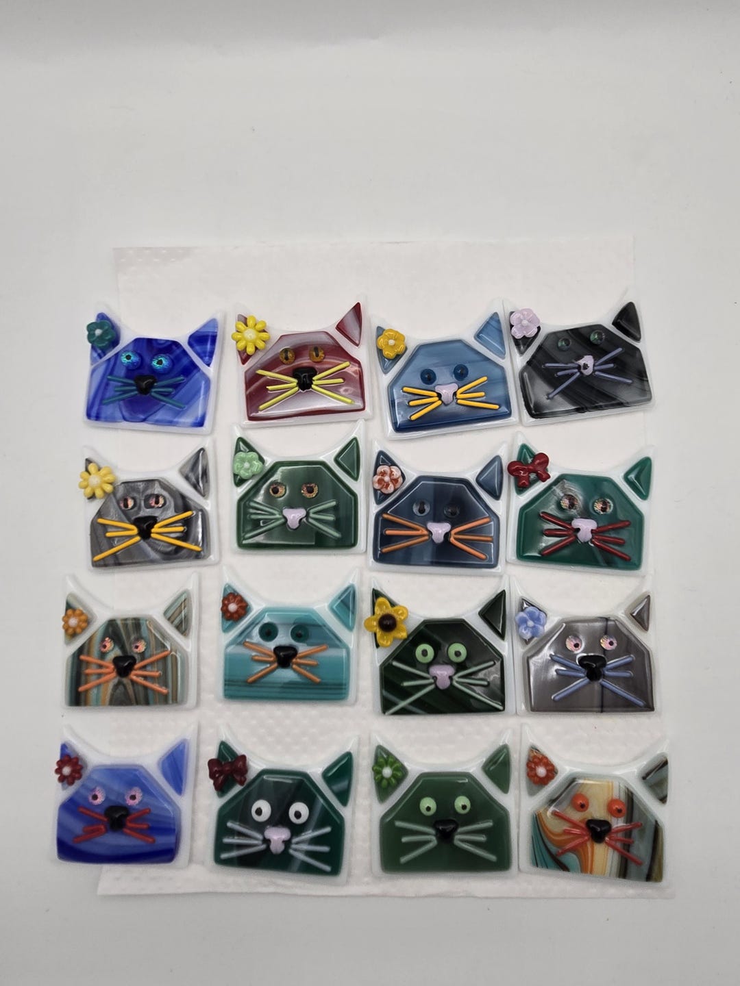 Handmade Fused Glass Cat Magnet #2: Refrigerator Decor, Cat Lover Gift ...