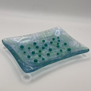 Soap Dish Fused Glass Bathroom Soap Holder Vanity Accessory Modern Design Bathroom Decor Coastal Home Organization Solution Jewelry Holder