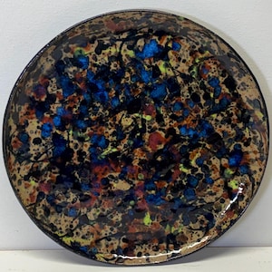 Large Earthenware Pottery Plate ~ Abstract Expressionism After Jackson Pollock