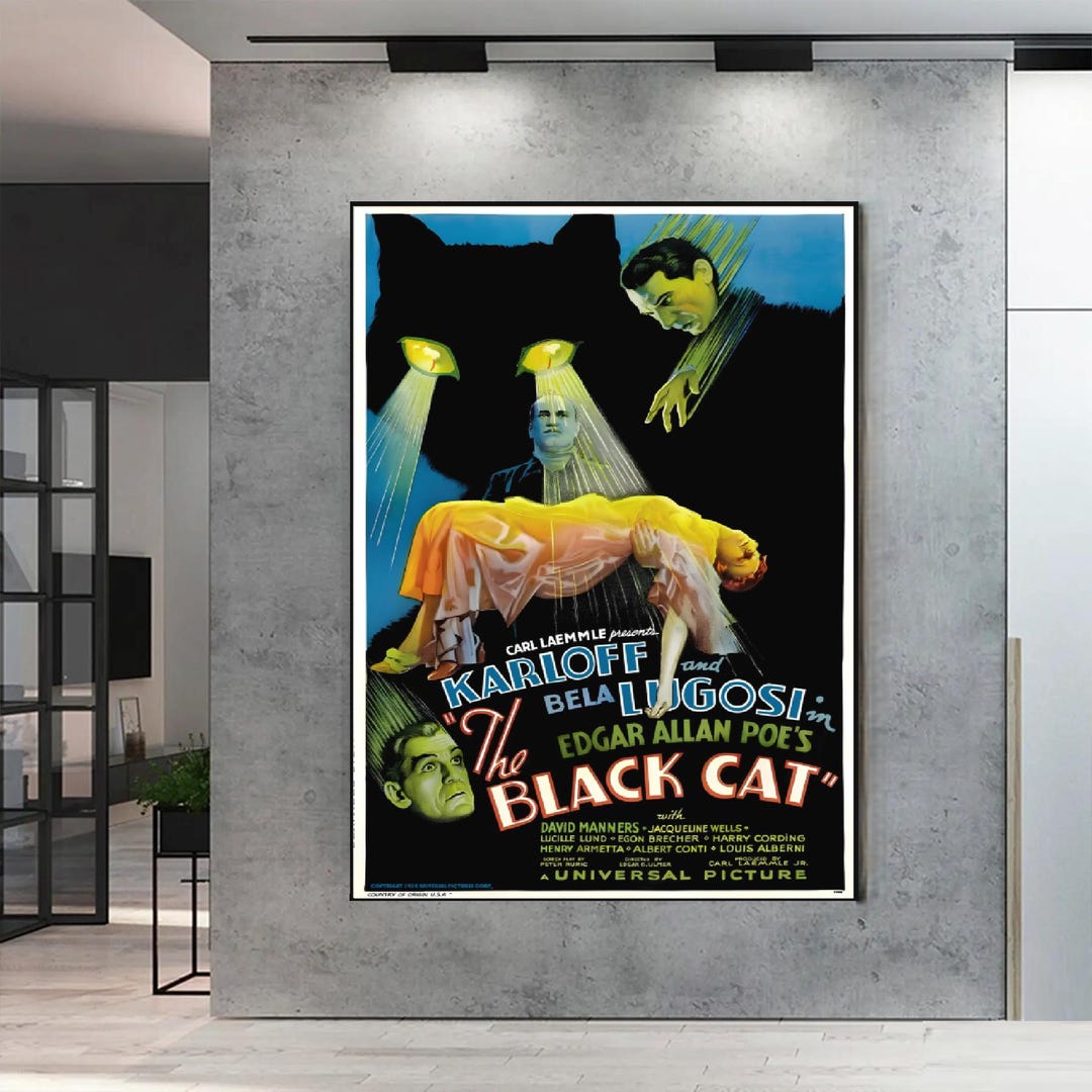 Original Black Cat 1934 Poster Boris Karloff Bela Lugosi Advertisement ...