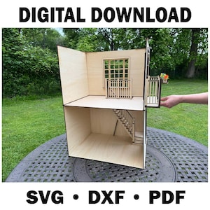 Fenêtre à Baie Vitrée En Bois Pour Maison De Poupée 1/12 – 9,8 X 7,3 X 1,4 Cm – Accessoire Décoratif à Peindre