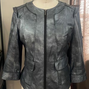 Anfang 2000er Jahren Rachel Roy Silber Lederjacke