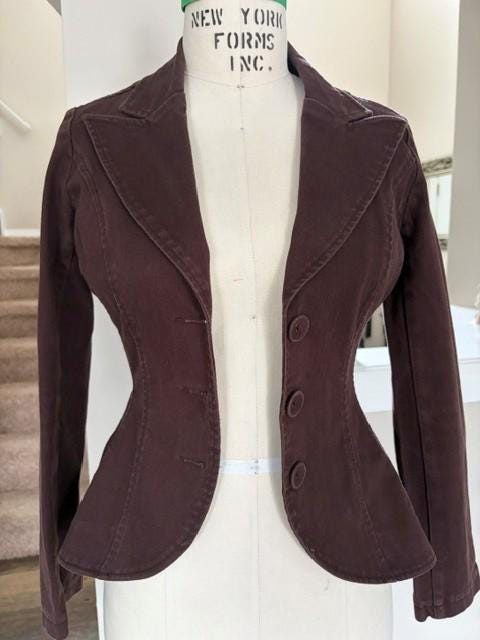 Vintage Garment‑Dyed Ringspun Tailored Jacket – Y2K Era - Chocolate