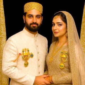イマーム・ザミン |新郎新婦セット |シーア派ニッカ・シャーディ |イスラム教徒の結婚祝い | IMAM ザミン式典婚約 |シーア・タバルカット |ギフトボックス付き