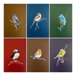 A5 Fine Art Bird Prints Set, Wall Art, archival paper