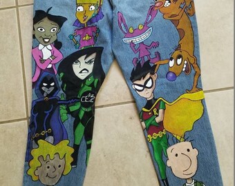 Painted Jeans - Etsy